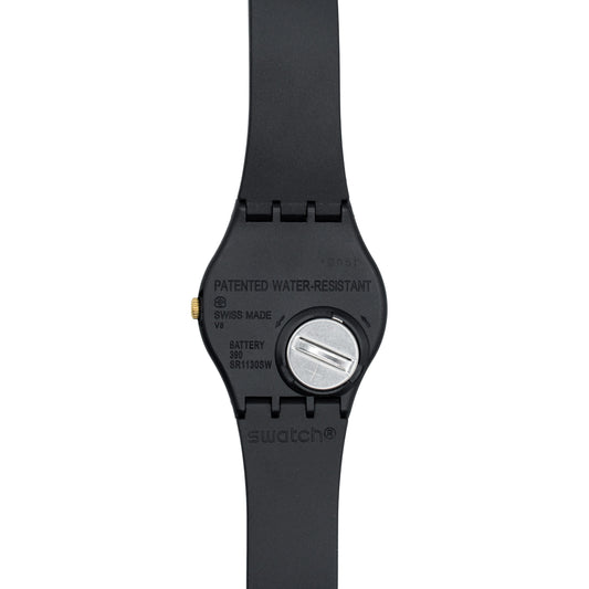 Swatch Golden Tac Black Dial Silicone Unisex Watch