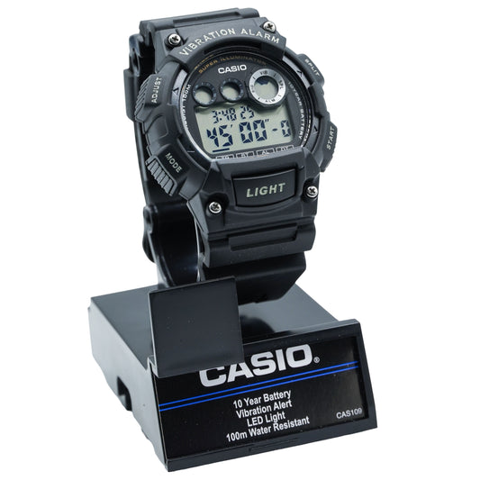 Casio Men's Super Illuminator Black Resin Watch with Box W-735H-1AVCF
