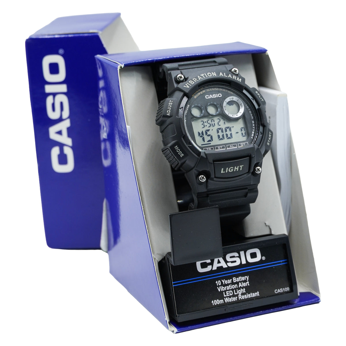 Casio Men's Super Illuminator Black Resin Watch with Box W-735H-1AVCF