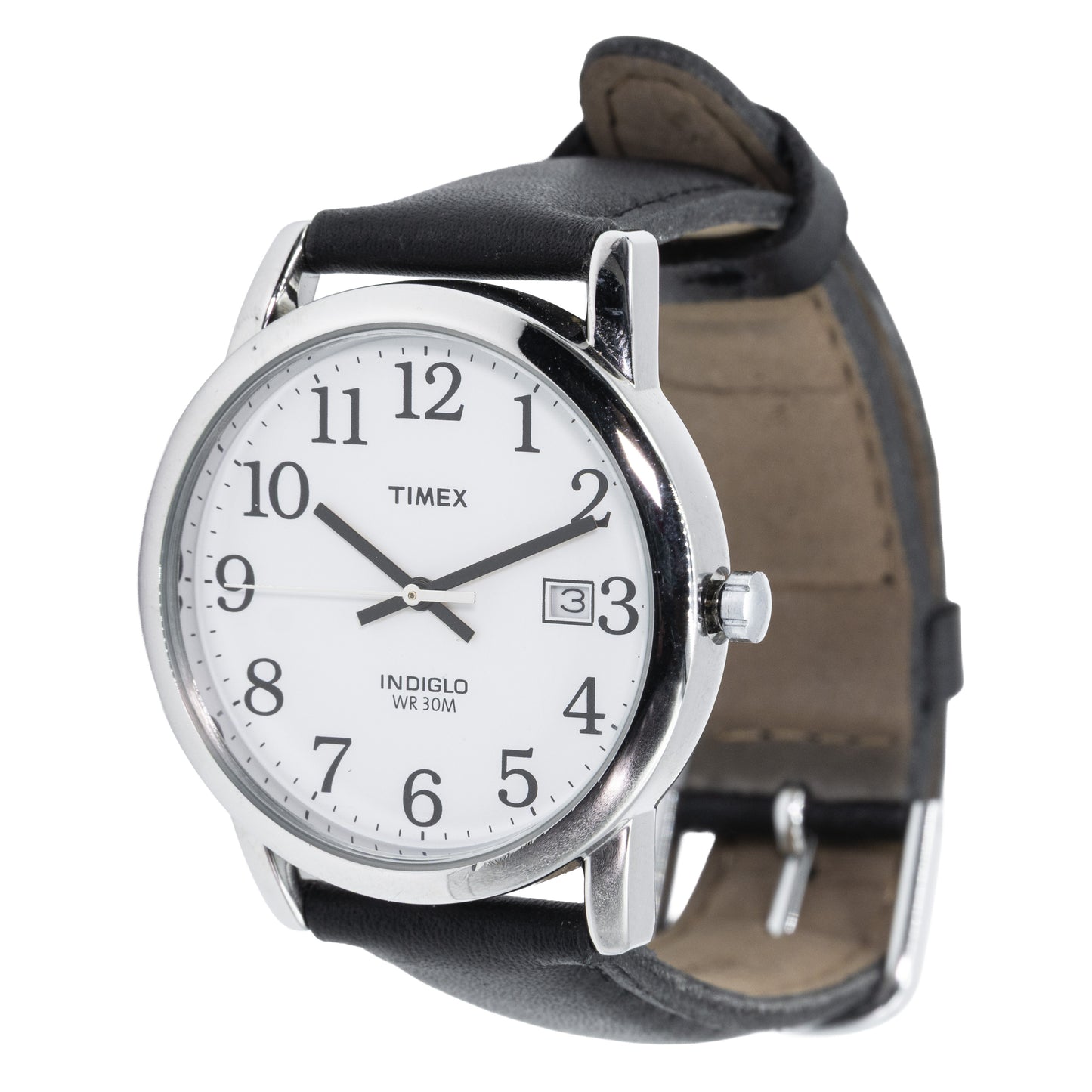 Pre-Owned/Like New Timex Easy Reader Indiglo WR 30M 35mm Men's Black Leather Watch