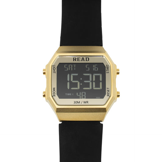 New/Open-Box READ Retro Digital 38-42mm Men's Gold Watch