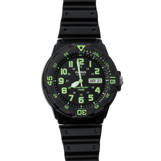Casio MRW200H-3BV Dive Style New-Display Black Sport Watch - Green