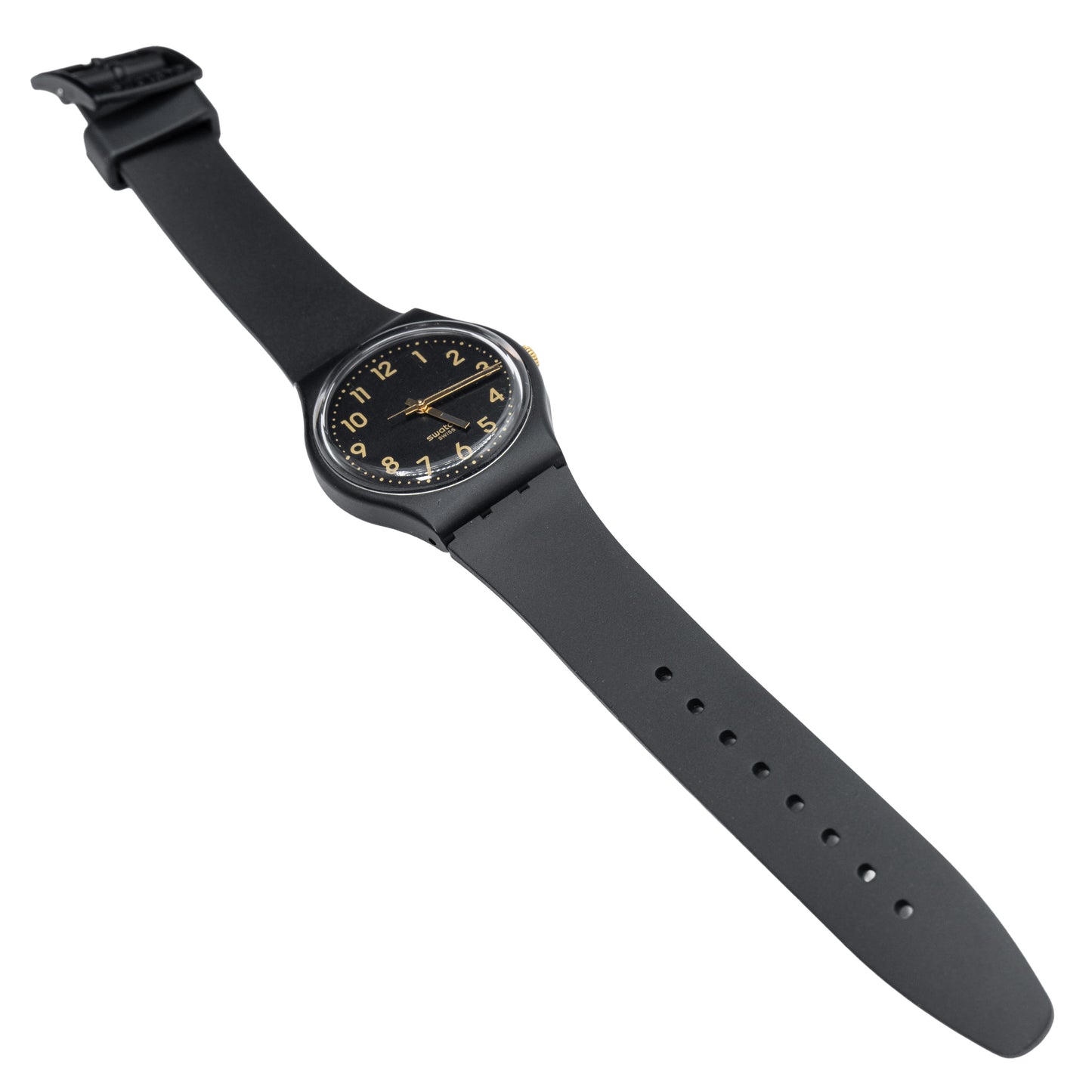 Swatch Golden Tac Black Dial Silicone Unisex Watch