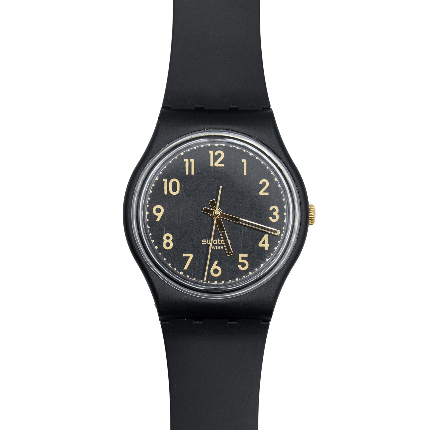 Swatch Golden Tac Black Dial Silicone Unisex Watch