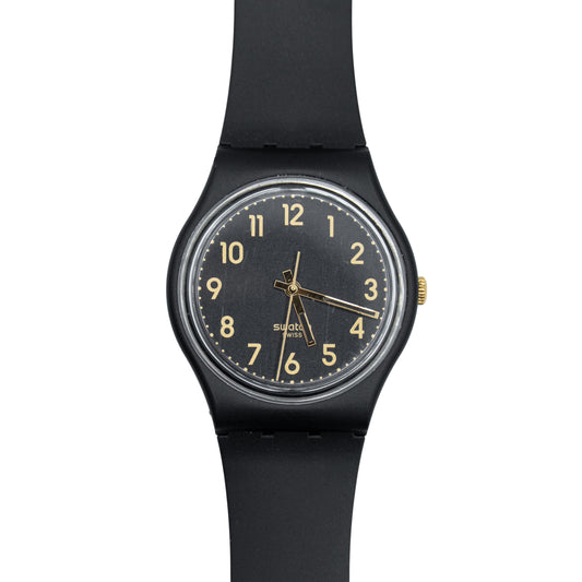 Swatch Golden Tac Black Dial Silicone Unisex Watch