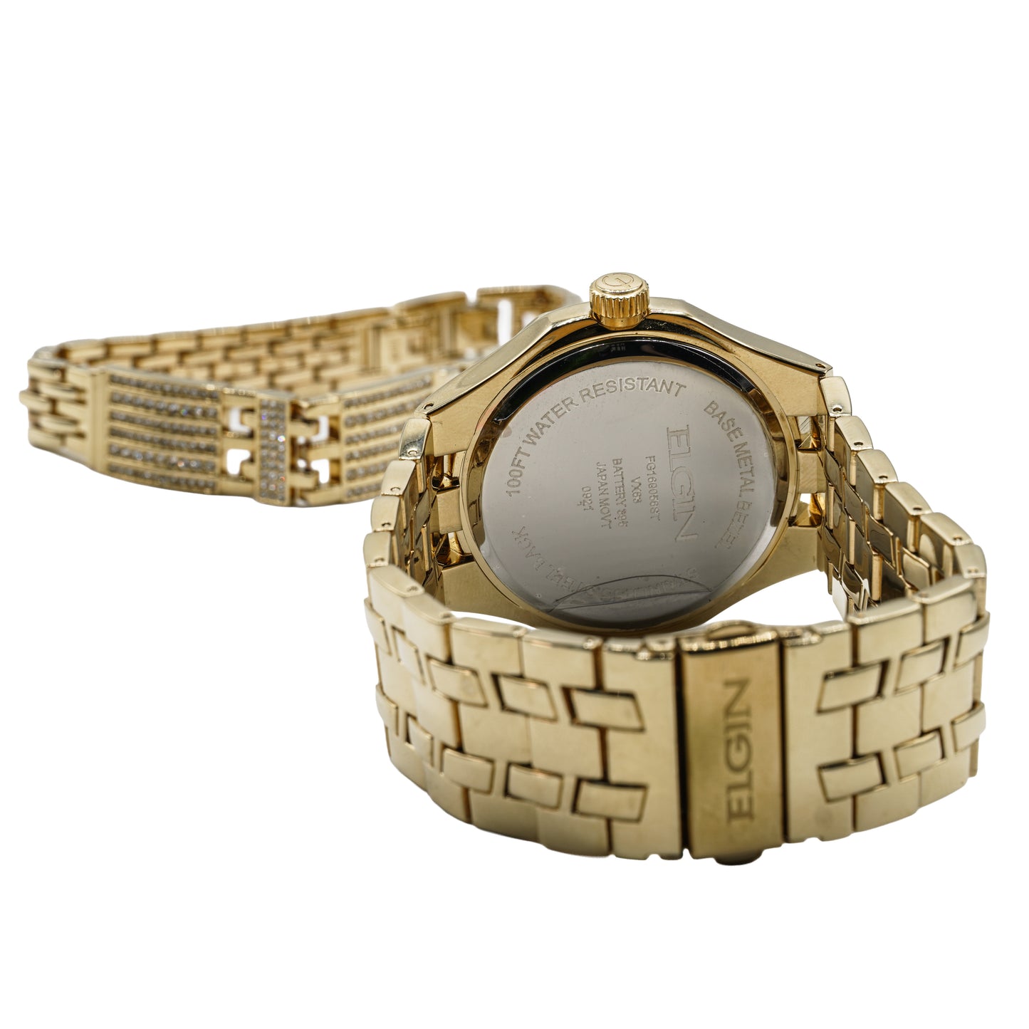 Elgin Men's Gold Tone 2 Piece Watch Bracelet Box Set