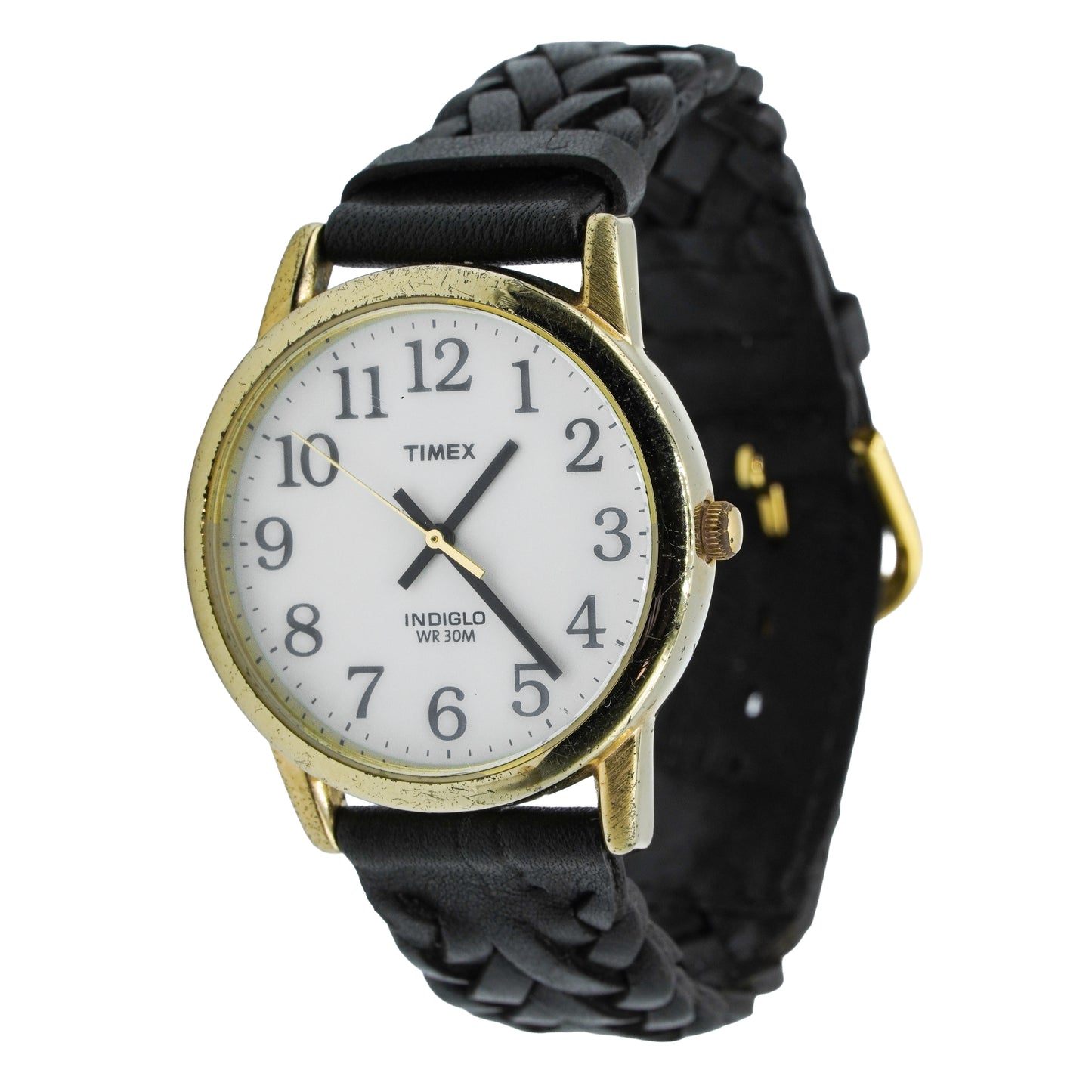 Timex T2H291 Easy Reader Indiglo Gold-Tone Watch with Black Braided Band
