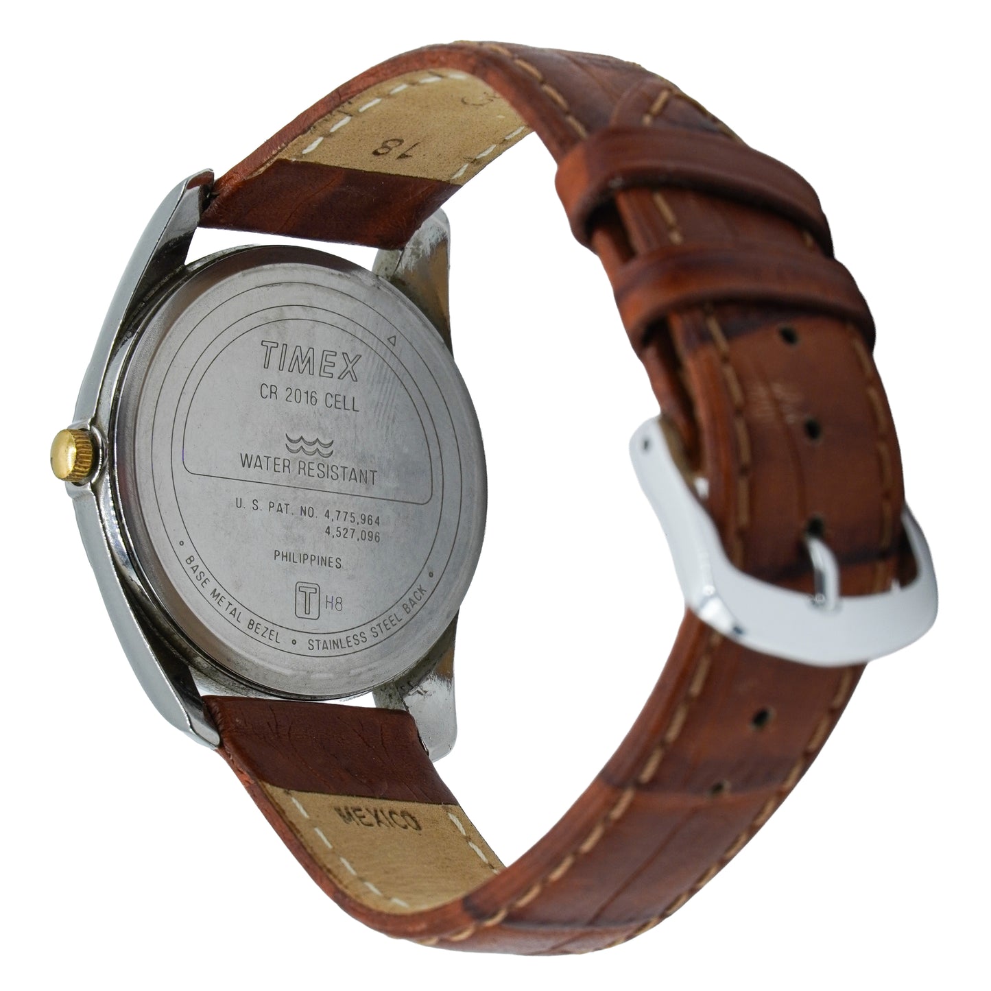 Timex Indiglo Vintage 2000 Date Watch Two-Tone w/ Speidel Leather Band 35mm