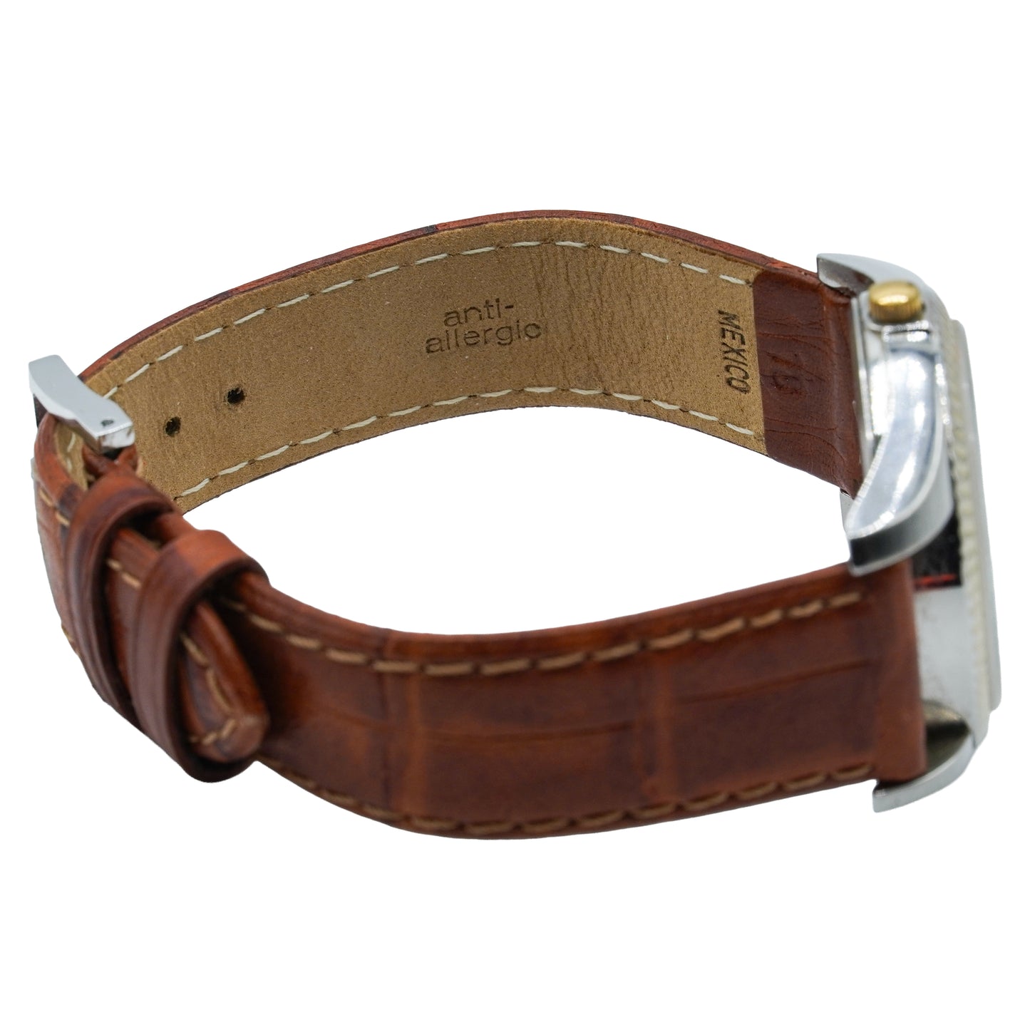 Timex Indiglo Vintage 2000 Date Watch Two-Tone w/ Speidel Leather Band 35mm