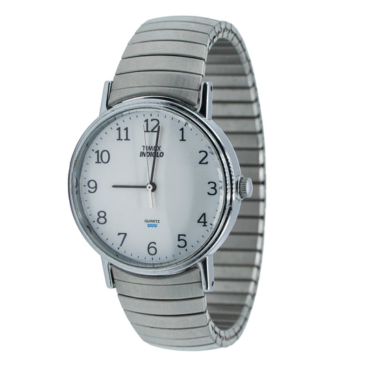 Timex Indiglo Quartz Stainless Steel WR Men's Watch Stretch Band