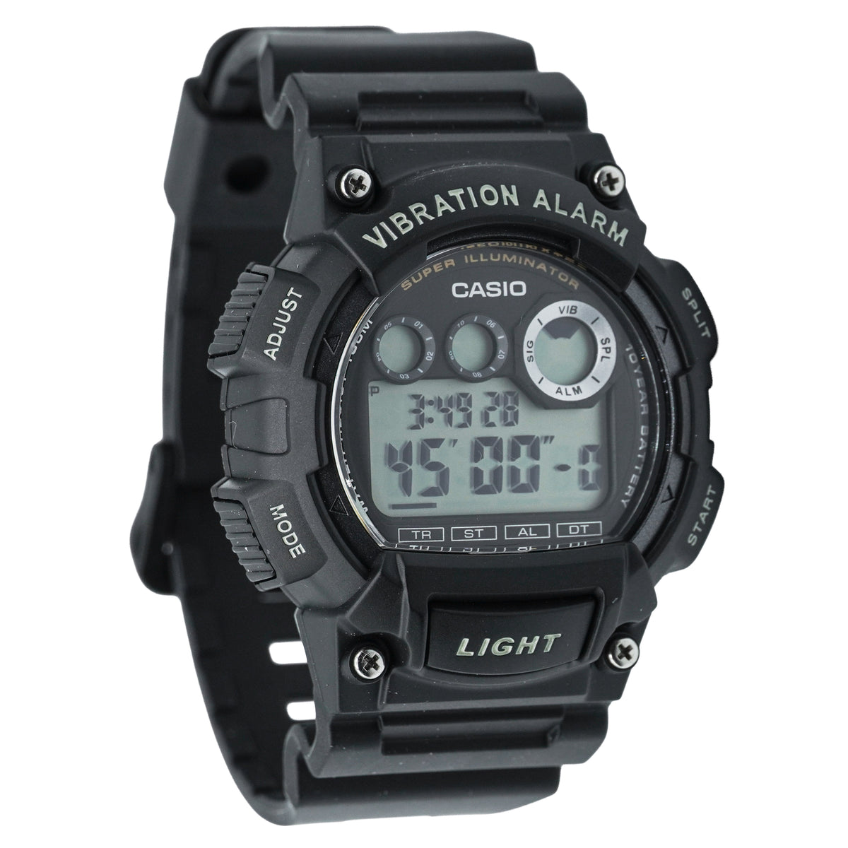 Casio Men's Super Illuminator Black Resin Watch with Box W-735H-1AVCF