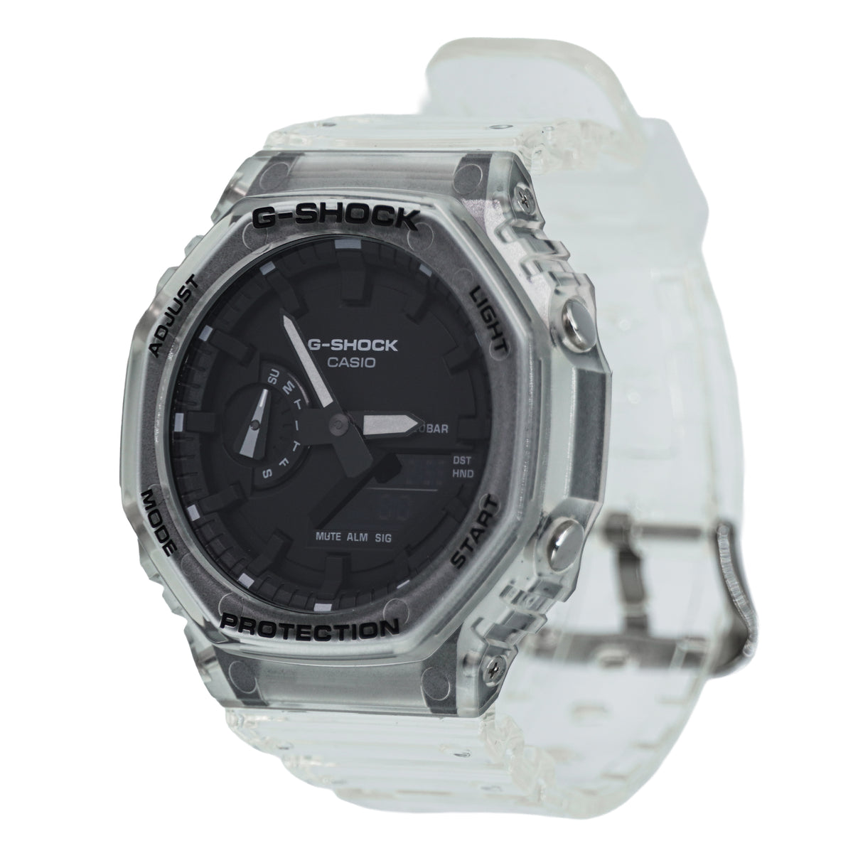 Casio G-Shock GA2100SKE-7A CasiOak Clear Resin Watch with Tin