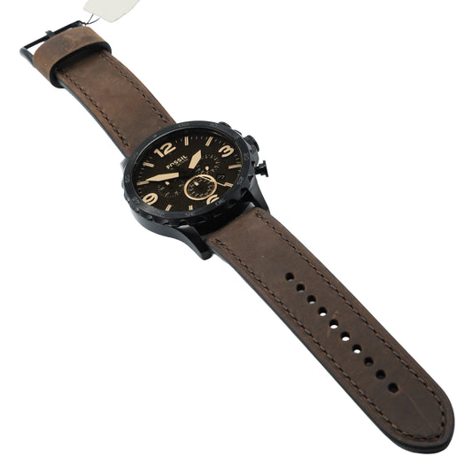 Fossil Nate JR1487 Chronograph Watch Brown Leather